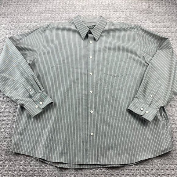 Vintage Eddie Bauer Shirt Men XXL Gray Stripes Wrinkle & Stain Resistant Classic - Picture 1 of 8